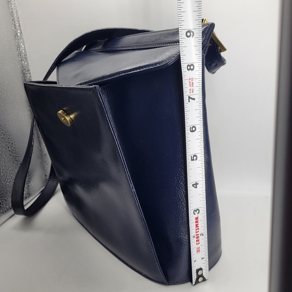 VTG RARE Salvatore Ferragamo Dark Blue Shoulder Bag E 213661 Made in Italy Snap - Picture 10 of 12